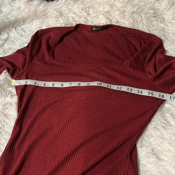 Pretty Garden Merlot Asymmetrical Midi Long Sleeve Dress Small - Picture 8 of 10